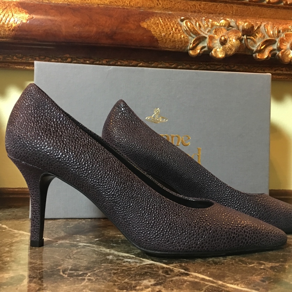 Vivienne Westwood 8 Purple Eggplant Pumps 38 NIB - Picture 6 of 8